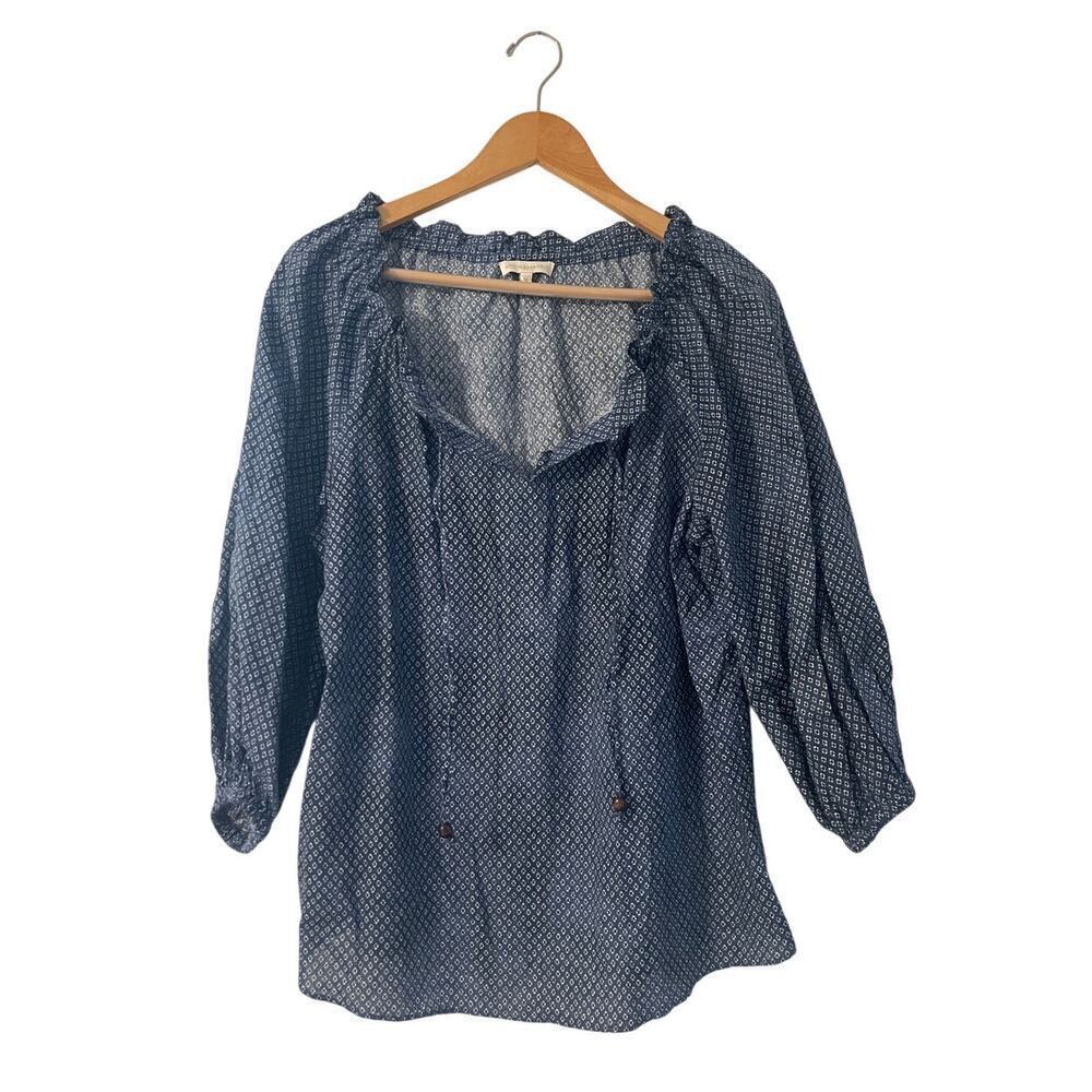 Ann Mashburn Linen/Cotton Blend Peasant Blouse Size XS